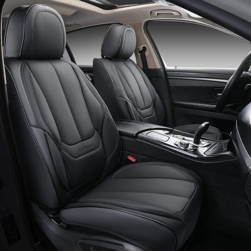 Black leather seat covers full - black,