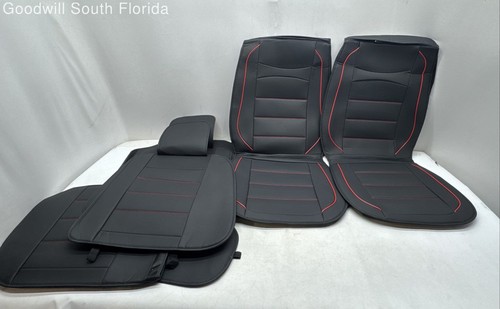 Black red faux leather - black,