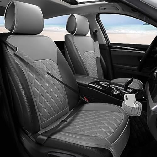 Grey leather seat covers - leather,